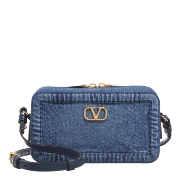 ショルダーバッグ・ポシェット Valentino Garavani Structured Denim Mini Camera Case Valentino Garavani Alltime Mini Denim Camera Crossbody Bag
