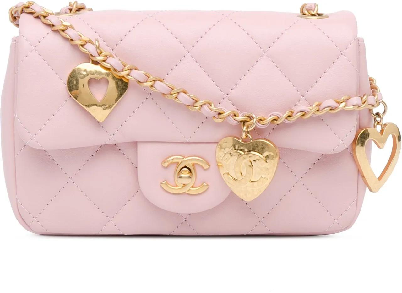 Chanel Hobo Bags - Mini Quilted Lambskin Heart Charms Flap - Gr. unisize - in Gold - für Damen