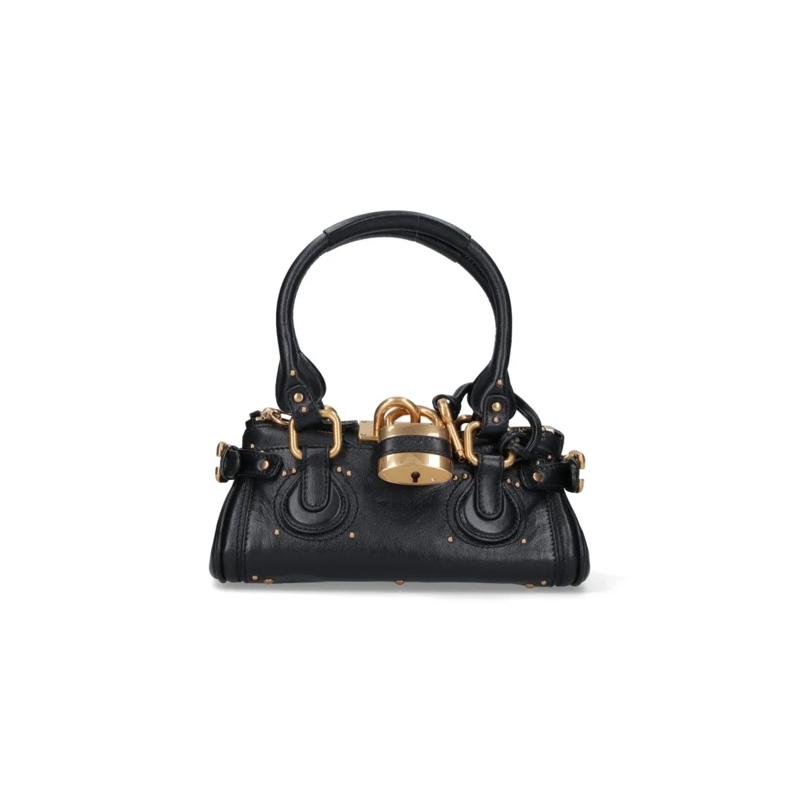 Chloé Crossbodytas Textured Buffalo Leather Small Paddington Handbag Black