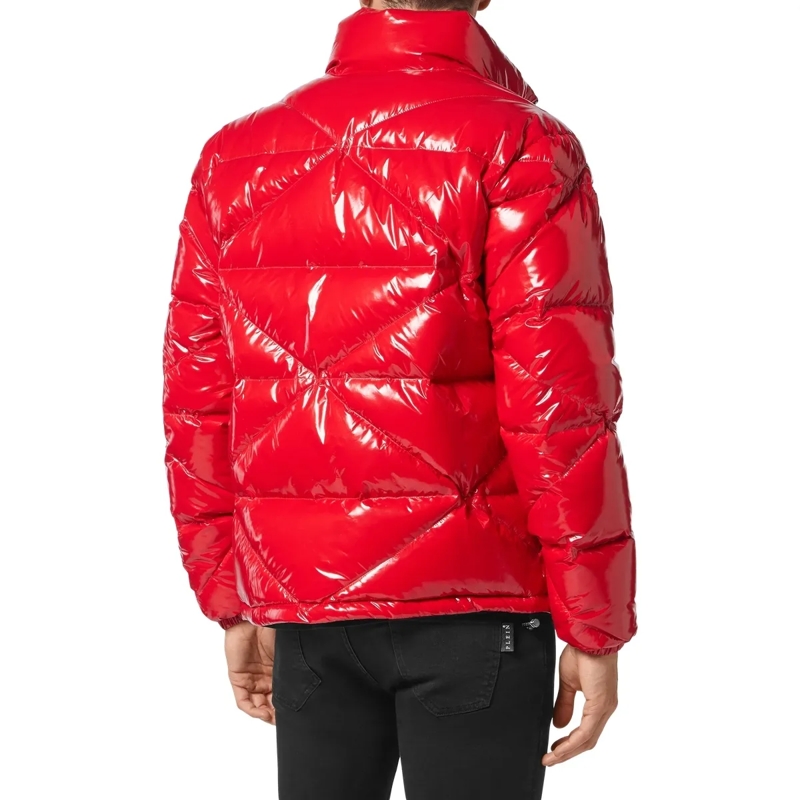 Philipp Plein Lederjacke Jacke Hexagon rot