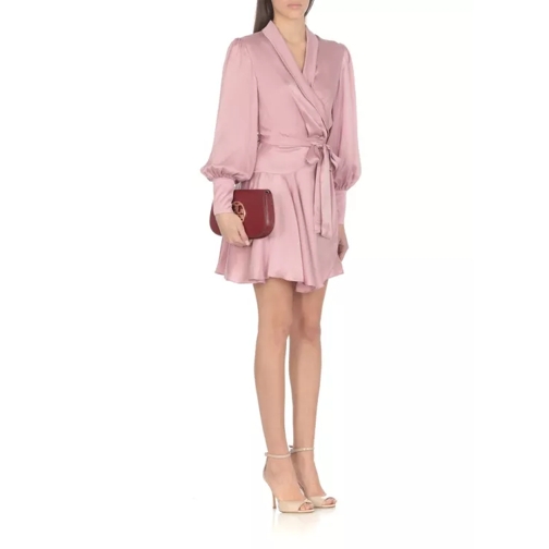 Zimmermann Silk Wrap Mini Dress Pink 