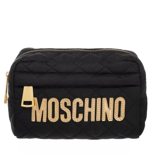 Moschino Logo Detailed Beauty Case Black Necessaire