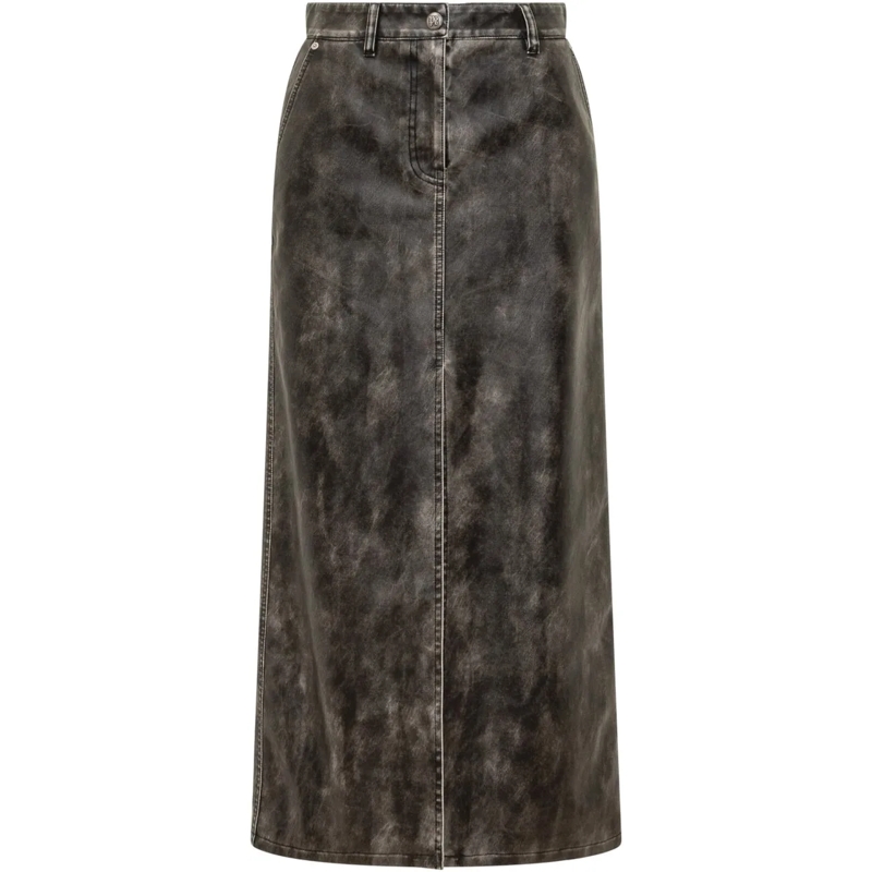 Palm Angels Maxirock Palm Angels Gonna Midi in Eco Pelle Effetto Vintag dunkelgrau