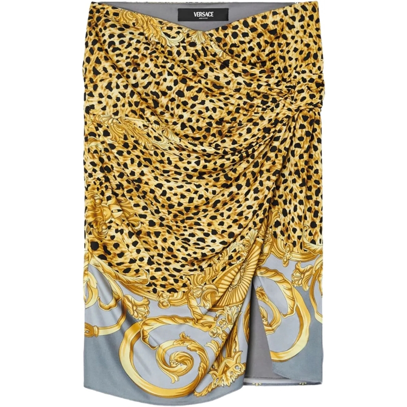 Versace Midirock Skirts Grey Gold gold