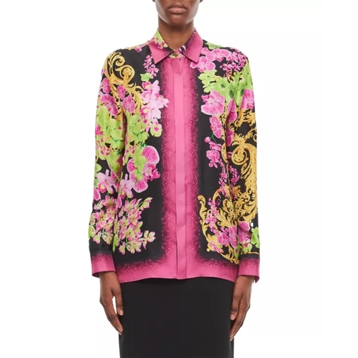 Versace Flower Print Silk Shirt Multicolor 
