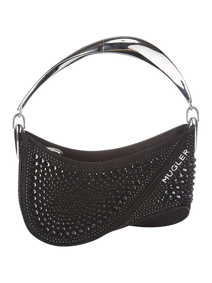 Mugler Shopper - Small Bag With Strass Detail And Zip Closure - Gr. unisize - in Schwarz - für Damen