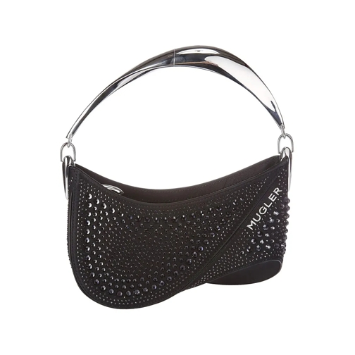 Mugler Schultertasche Small Bag With Strass Detail And Zip Closure Black