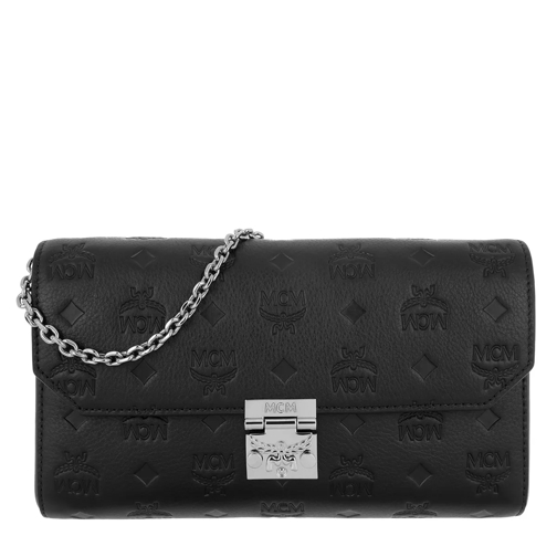MCM Millie Leather Wallet Large Flap Crossbody Bag Black Sac à bandoulière