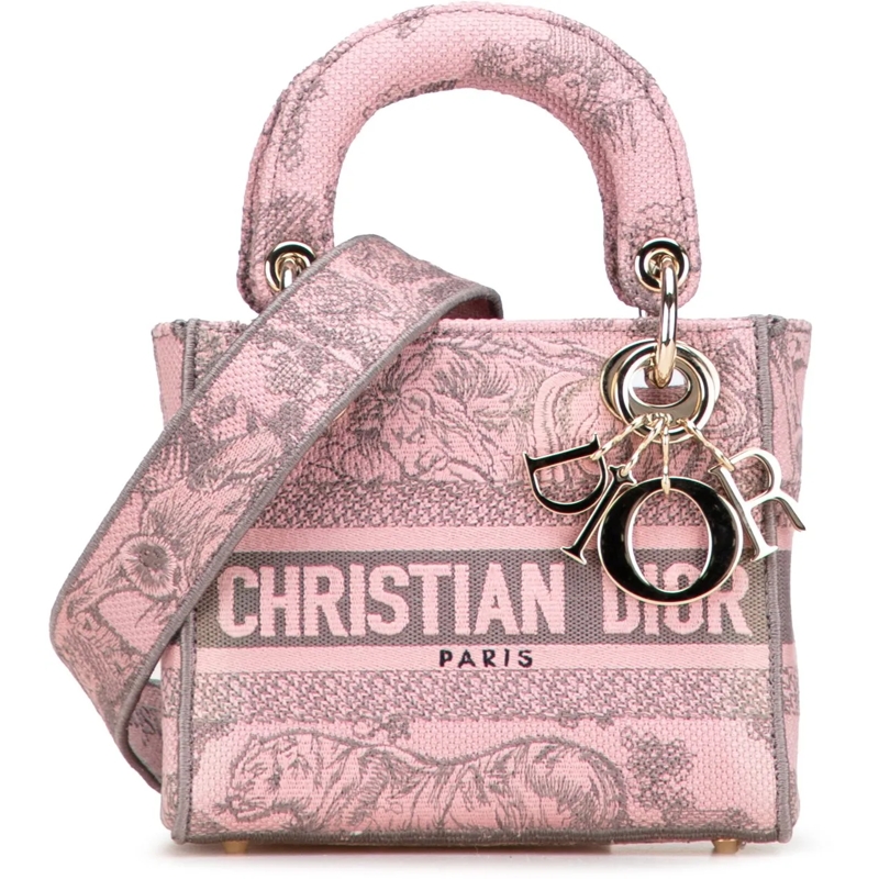 Christian Dior Schultertasche Mini Embroidered Canvas Toile De Jouy Lady D Lite rose