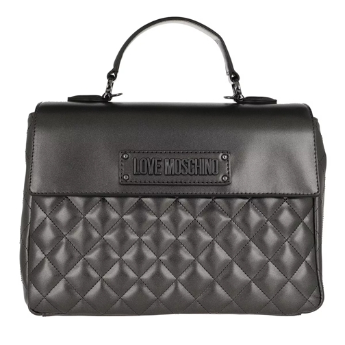 Love Moschino Shoulder Bag Quilted Faux Leather Silver Tote