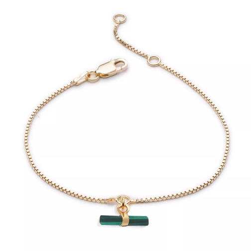Rachel Jackson London Mini Malachite T-Bar Bracelet Gold Armband
