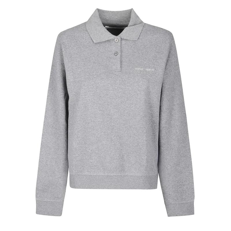 Samsøe Samsøe T-shirt Heather Grey Long-Sleeve Polo Shirt Grey