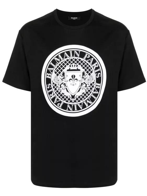 Balmain - Logo-Print Cotton T-Shirt - Größe M - black