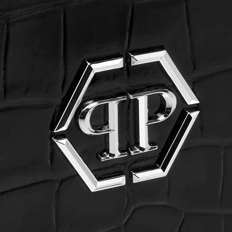 Philipp Plein Geldbörse Mid-Zip Brieftasche Crocco Print schwarz(Image 3)