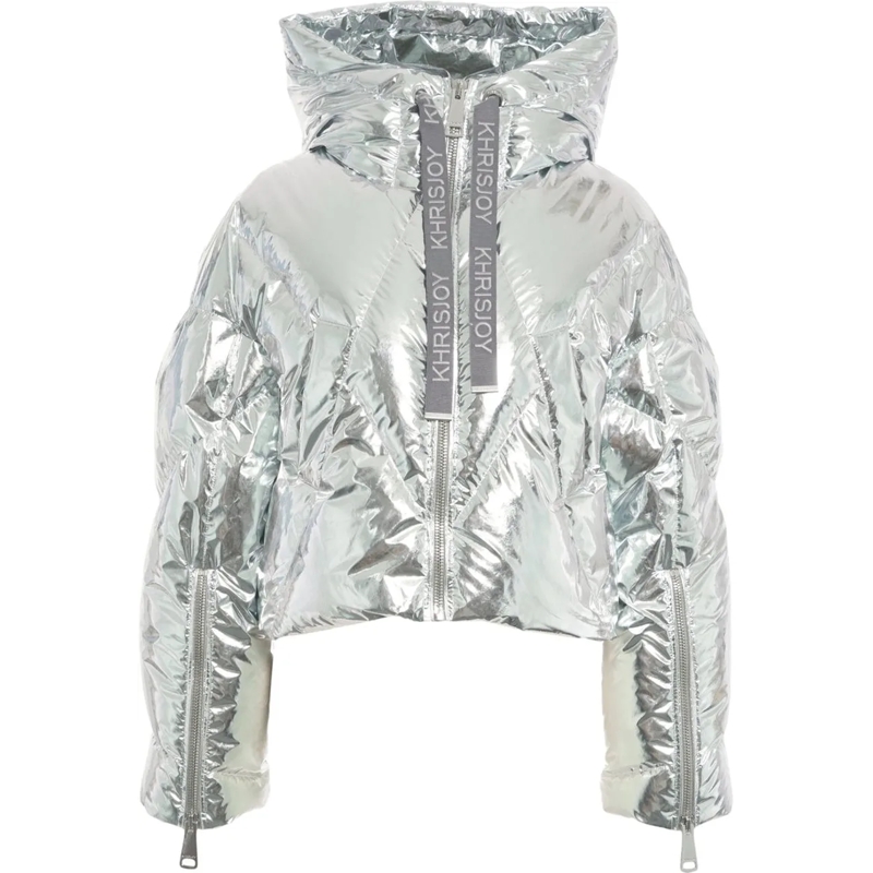 Khrisjoy Minikleid Puffer jacket in metallic look silber
