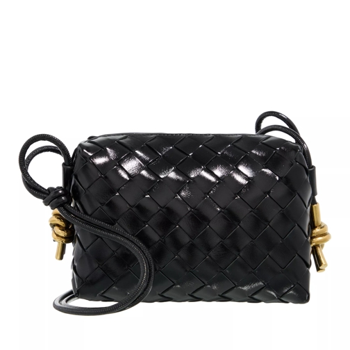 Bottega Veneta Handbag Leather Black-M Brass Crossbody Bag