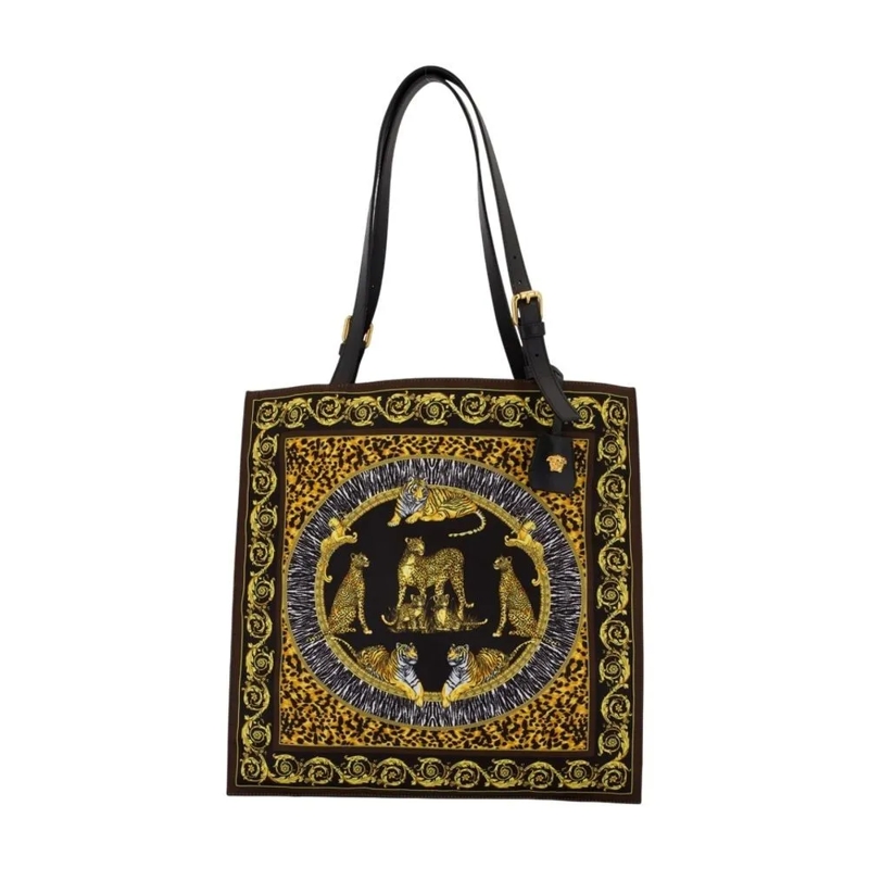 Versace Draagtas Wild Cats Shopper Bag - Nylon - Multicolor Brown