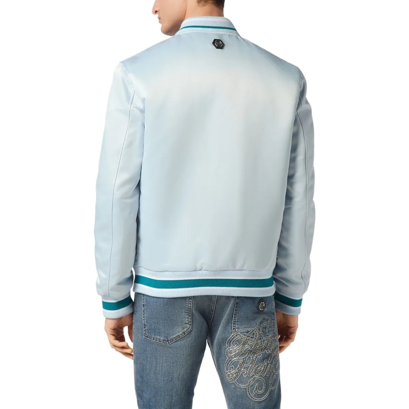 Philipp Plein Bomberjacke Bomberjacke Mit Schmucksteinen hell-blau(Image 2)