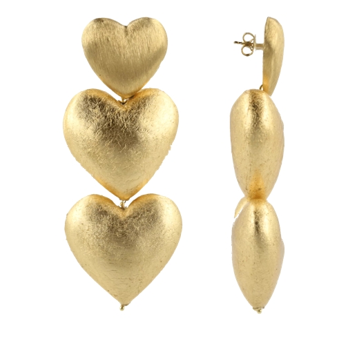 LOTT.gioielli CW Earring Double Heart M Gold Drop Earring
