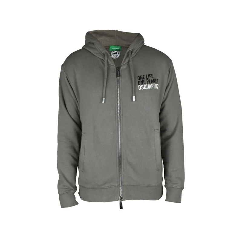 Dsquared2  Cotton Hooded Sweatshirt With Inspirational Inscri Grey