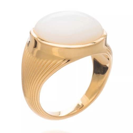 Rachel Jackson London Round Mother of Pearl Cabachon Statement Ring Gold Statementring
