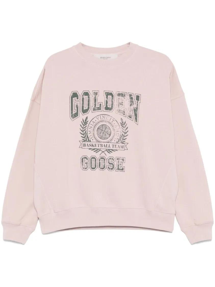 Thumbnail - Golden Goose - Crew Neck Sweater With Graphic Print And Ribbed Tr - Größe L - pink
