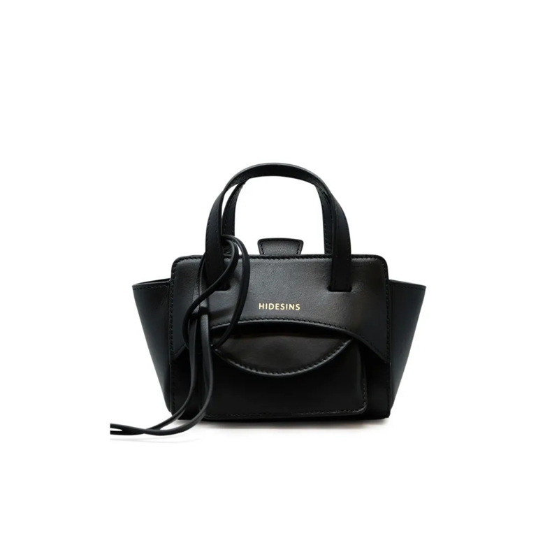 Hidesins Sac à bandoulière Compact Black Leather Handbag With Structured Silh Black