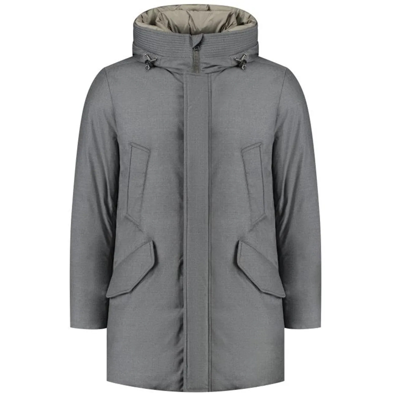 Woolrich Doudoune Luxe Wool Silk Parka grau