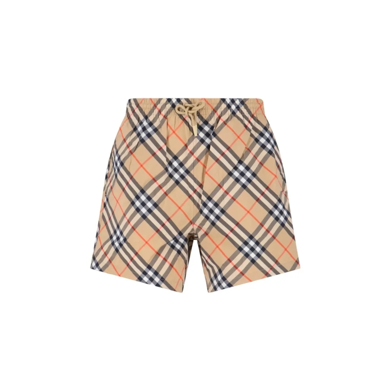Burberry  Beige All-Over Check Pattern Shorts Neutrals