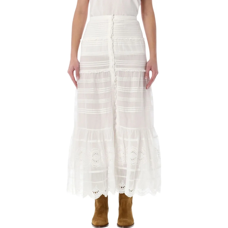 Etoile Isabel Marant Minirok Paoline Organic Cotton & Lace Skirt White