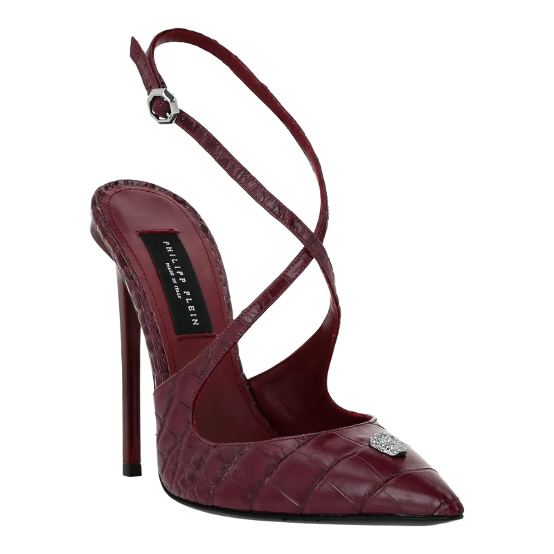 Philipp Plein Pumps Dekolleté Hi-Heels Crocco Geprägt bordeaux