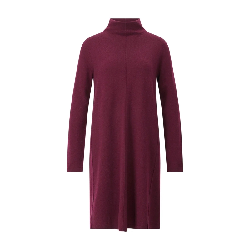 Allude  Midikleid mit Stehkragen Dunkelrot