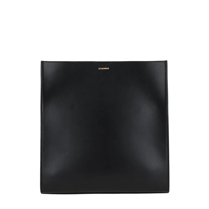 Jil Sander Sac à bandoulière Structured Black Calf Leather Shoulder Bag Black