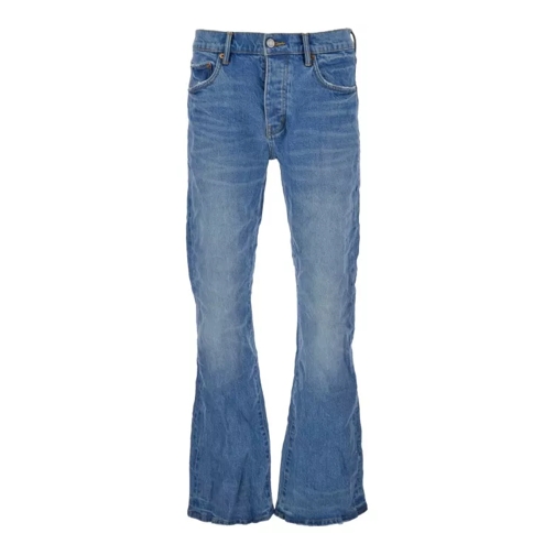 Purple Brand Blue Flared Jeans With Crinkled Effect In Stretch  Blue 