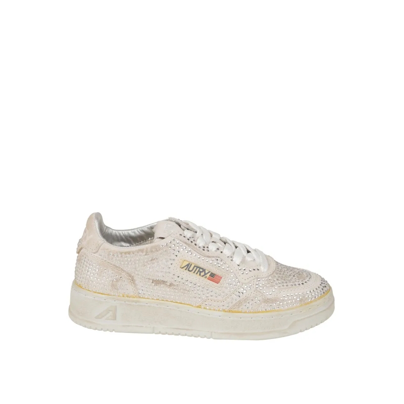 Autry International Low-Top-Sneaker Low-Top Sneakers With Textured Reptile-Inspired Neutrals