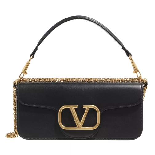 Valentino Garavani V-Logo Foldover Shoulder Bag Black Satchel