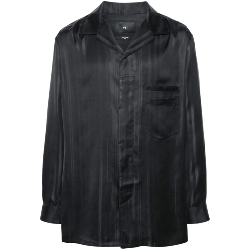 Y-3 Hemden Striped Satin-Finish Shirt Black