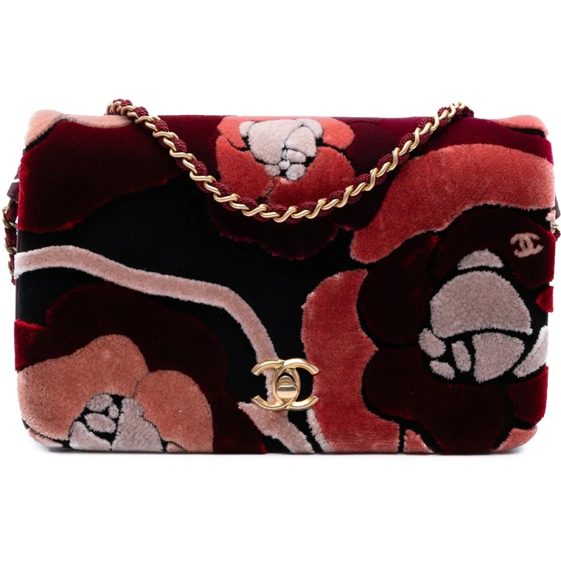 Chanel Sac à bandoulière Paris Cosmopolite Velvet Camellia Flap rot
