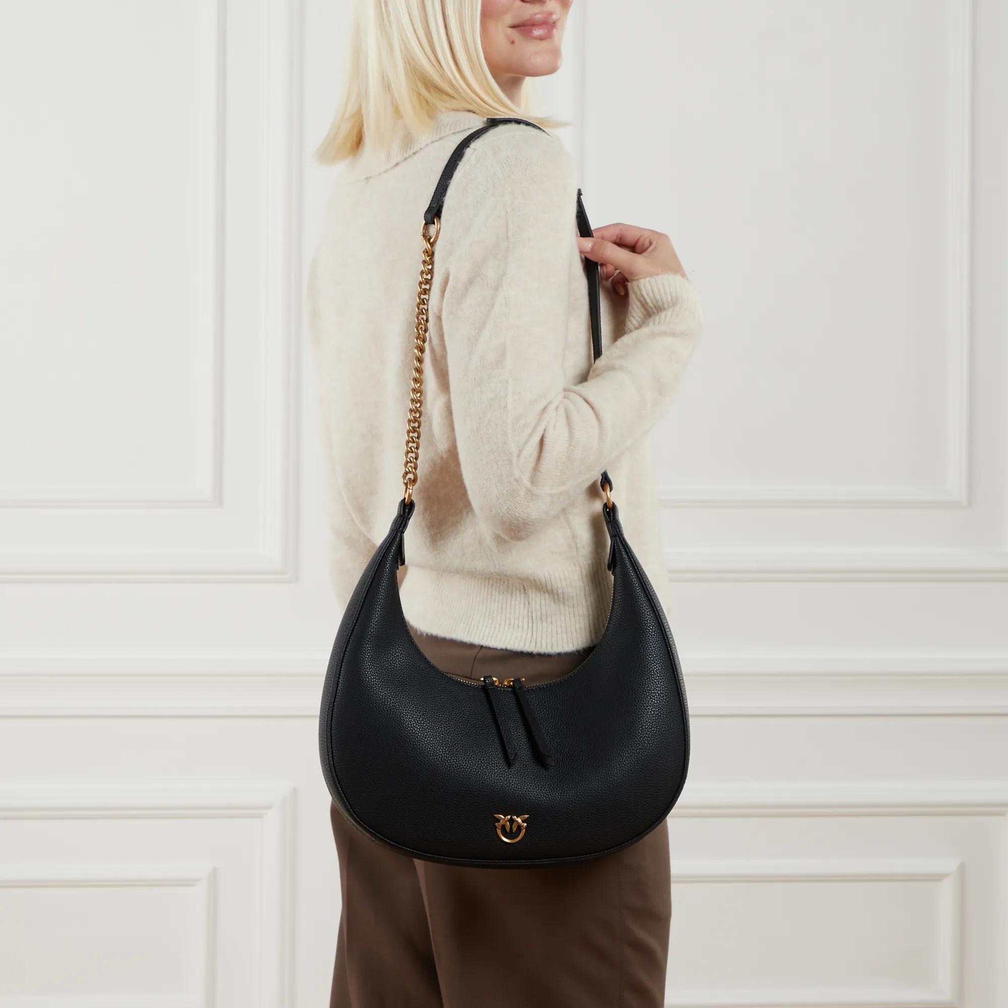 Pinko Zwarte leren handtas Dames tassencollectie Black Dames
