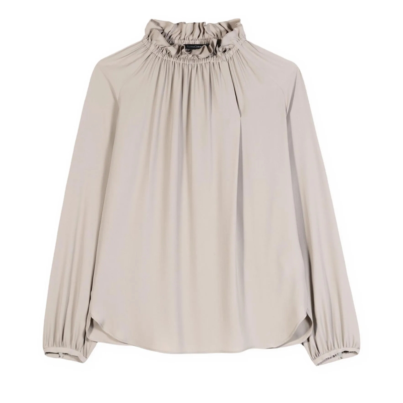 Luisa Cerano Top Rüschenbluse aus Seiden-Mix oyster