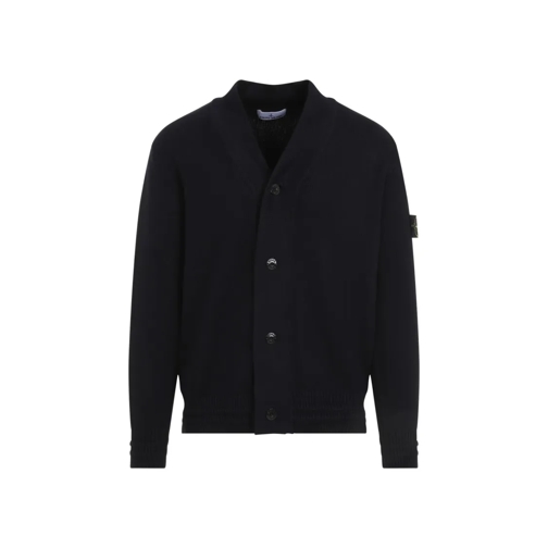 Stone Island Pullover Navy Blue Cotton Pullover Black