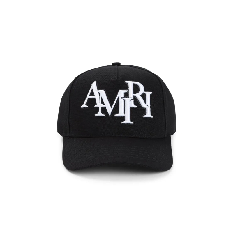 Amiri Hoed Structured Black Cotton Cap With Bold Embroidered  Black