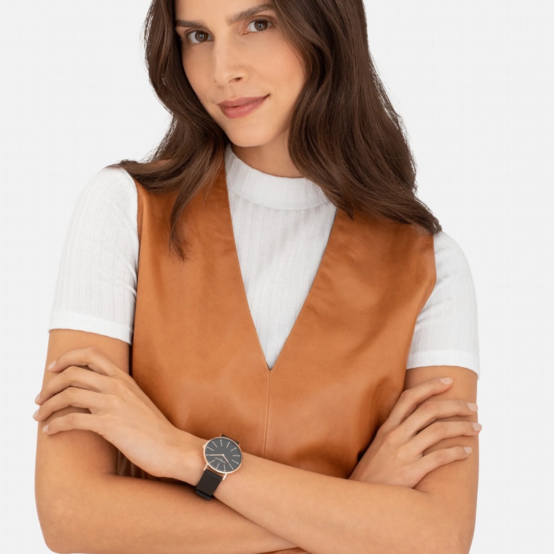 Liebeskind Berlin Quarzuhr Echtleder Clean Glamour schwarz(Image 2)