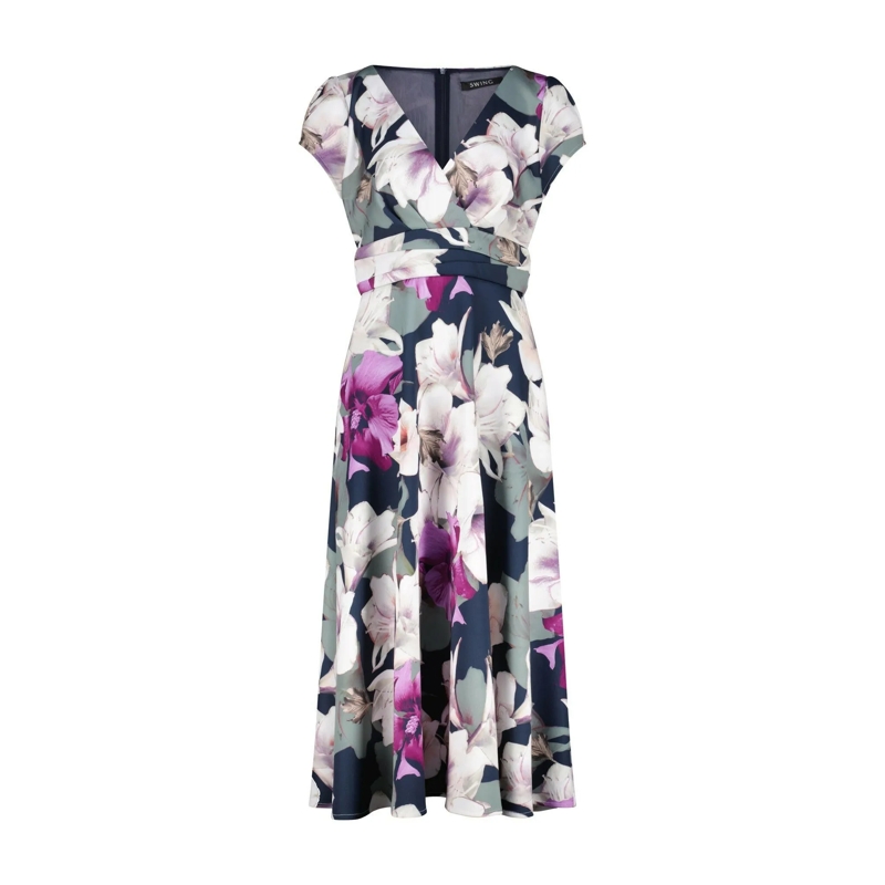 SWING Maxikleid Cocktailkleid im floralem Design mehrfarbig
