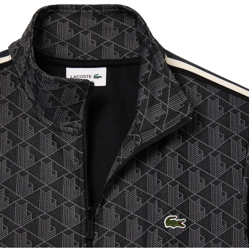 Lacoste Übergangsjacke Sweatjacke mit Jacquard-Monogramm und Logo-Detail Dunkelgrau(Image 14)