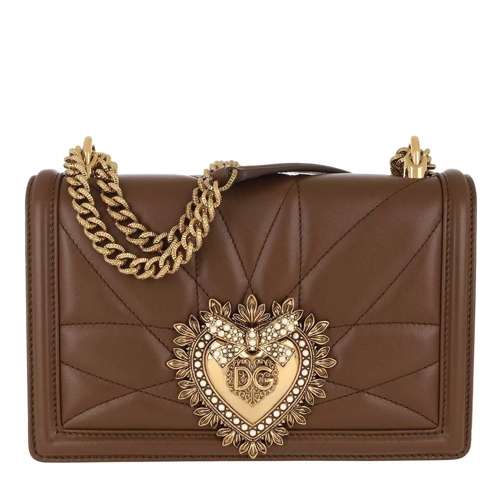 Dolce&Gabbana Devotion Bag Medium Matelassè Leather Chestnut Crossbodytas