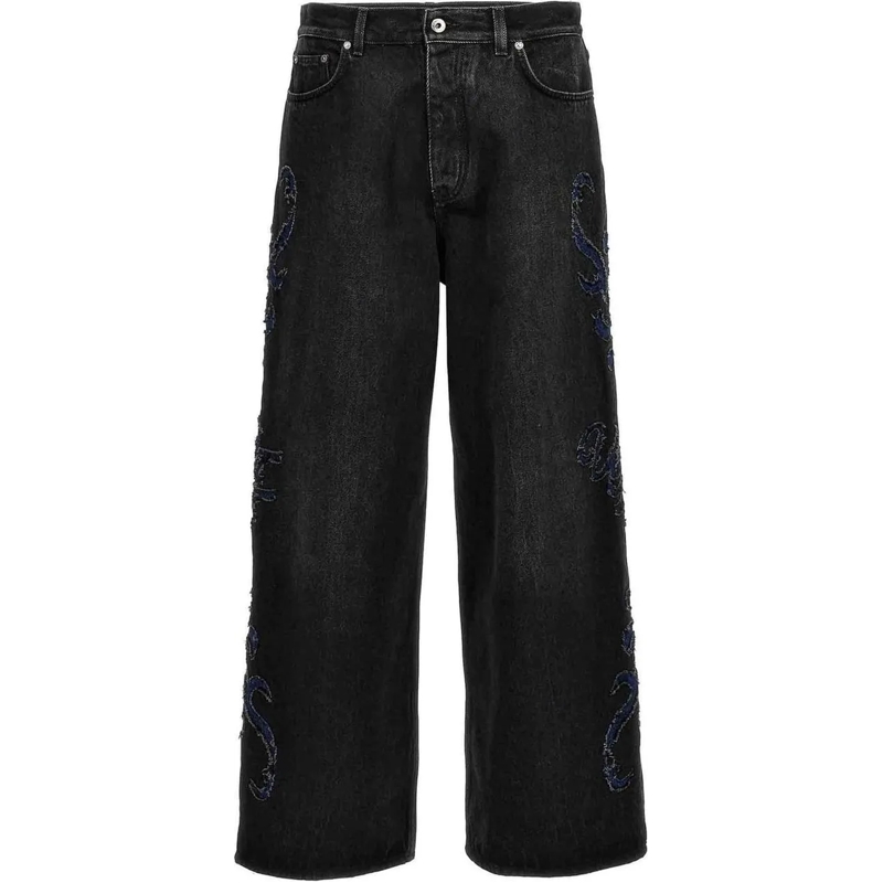Off-White Jeans Slim Fit Off White Denim Flared Jeans Black