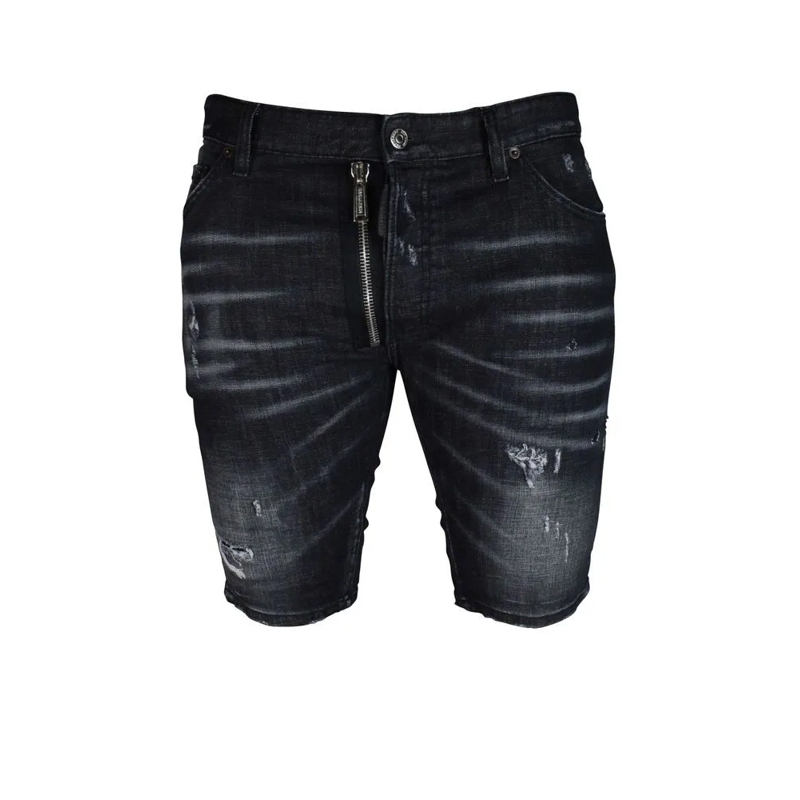 Dsquared2 Legere Shorts Distressed Black Shorts With Leather Logo Patch Black