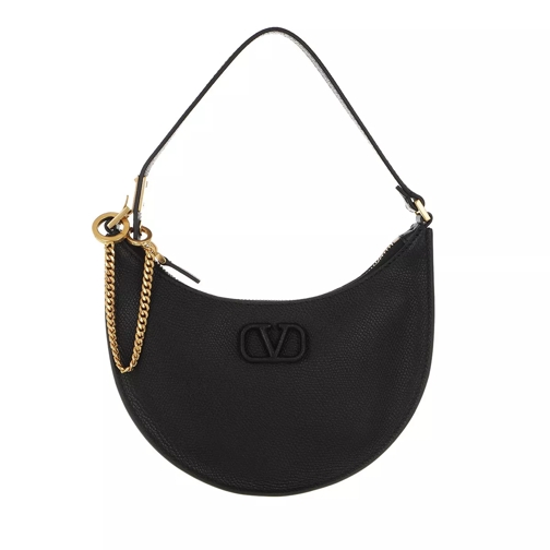Valentino Garavani Mini V-Logo Signature Hobo Bag Leather Black Hobotas