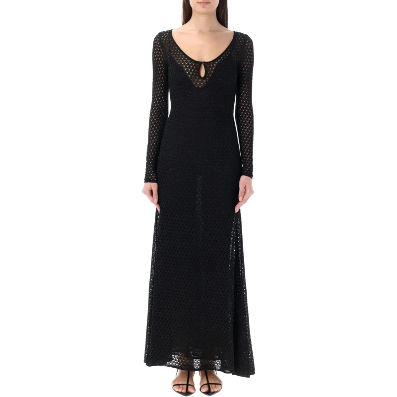 Tom Ford  LONG DRESS CROCHET LUREX schwarz